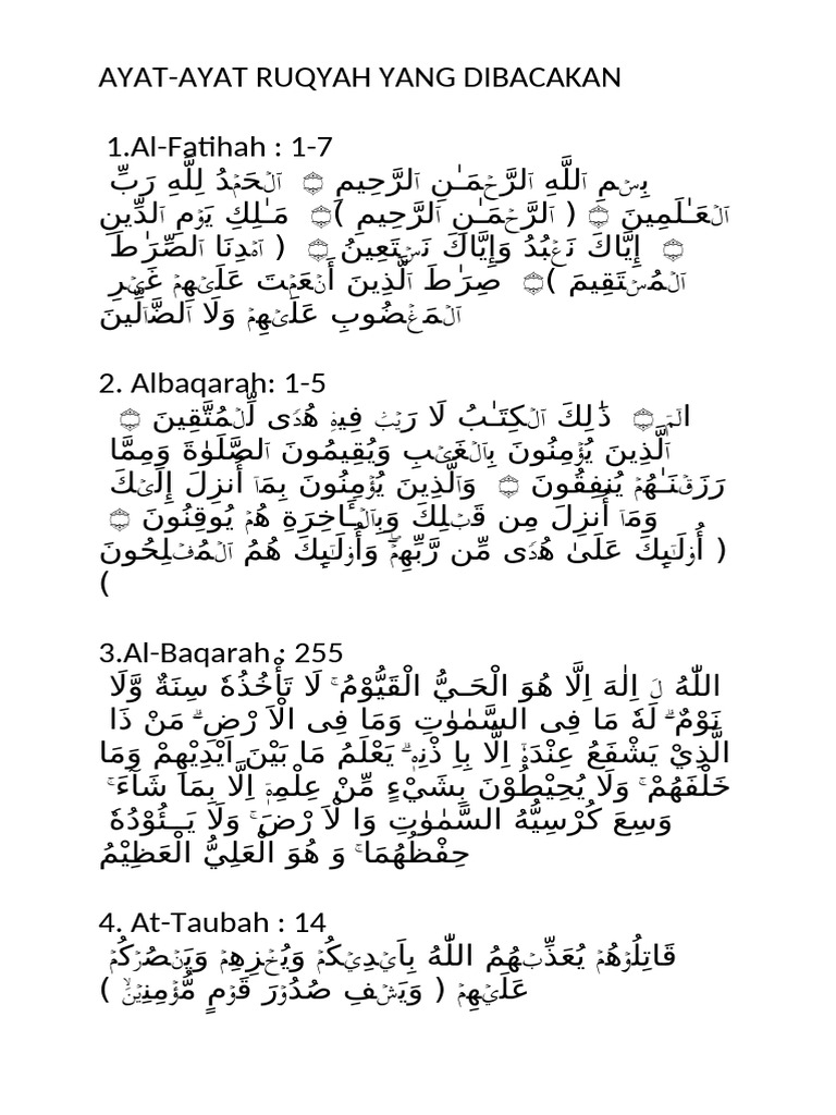 Ayat Ruyqyah Tanpa Arti | PDF