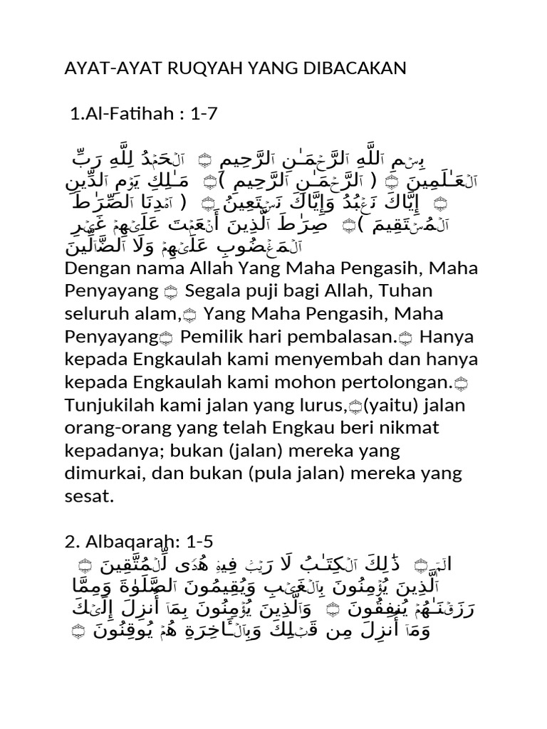 Ayat Ruqyah untuk Penyembuhan dan Perlindungan | PDF