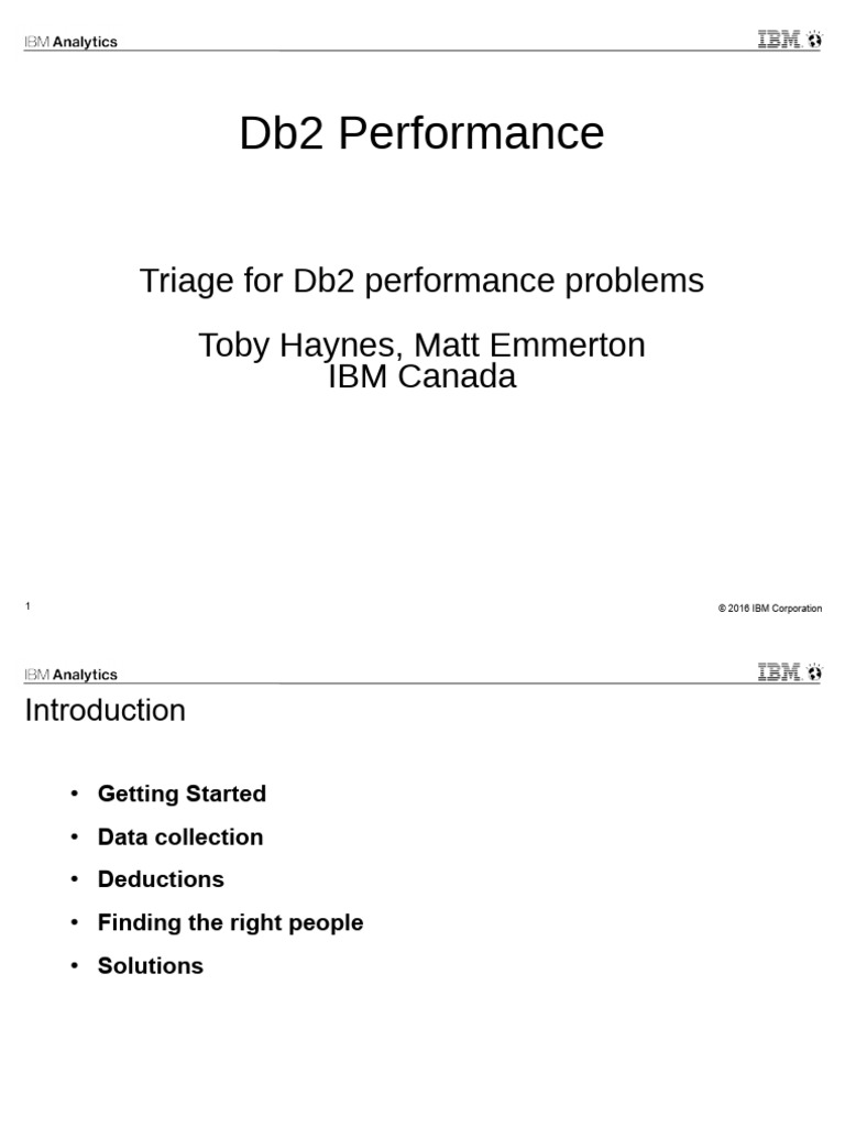 Db2 Performance Triage Guide | PDF | Databases | Ibm Db2