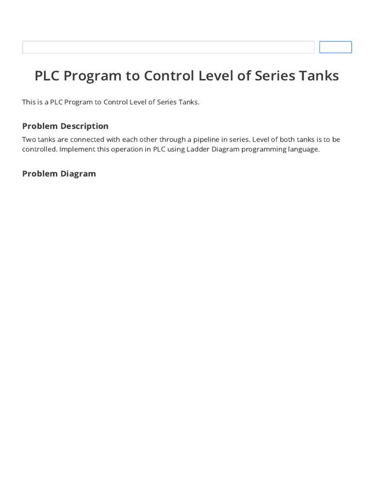 PLC Control for Series Tank Levels | PDF | Programmable Logic ...
