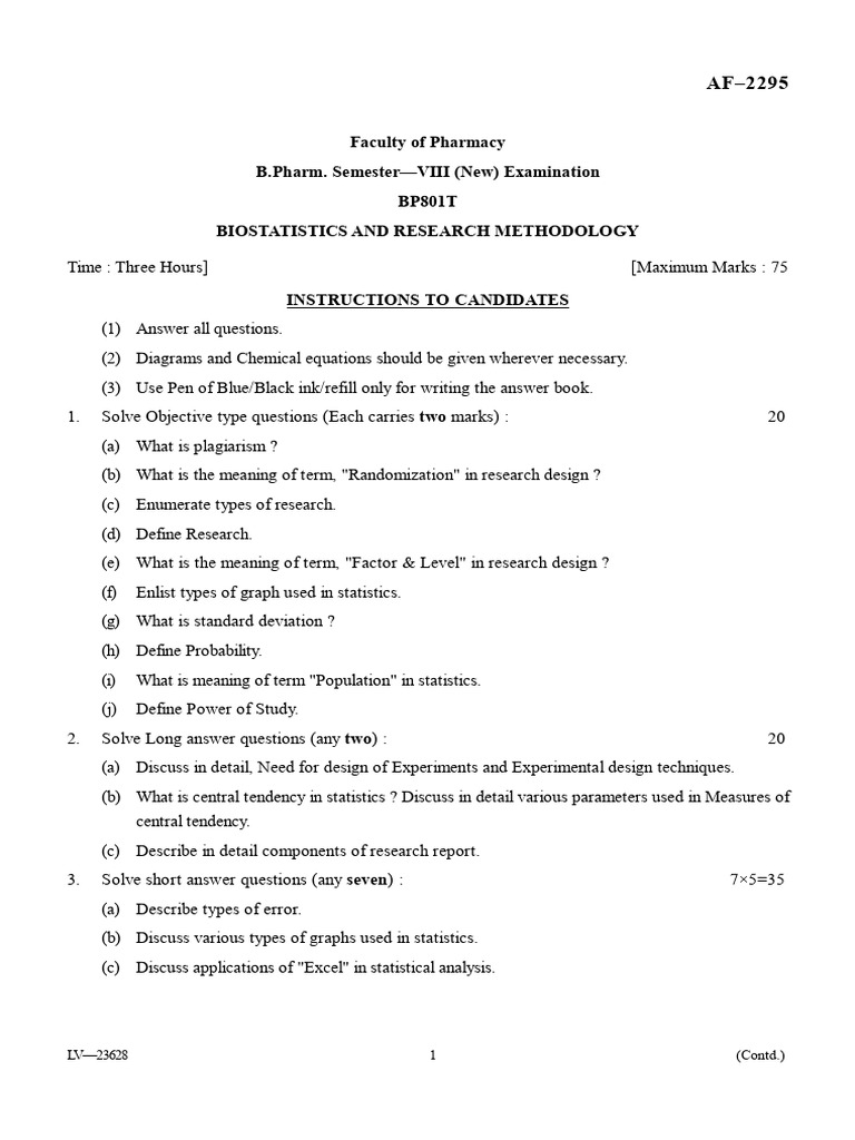 2295 - BP801T Biostatistics and Research Methodology - 150 - (02-05-24 ...