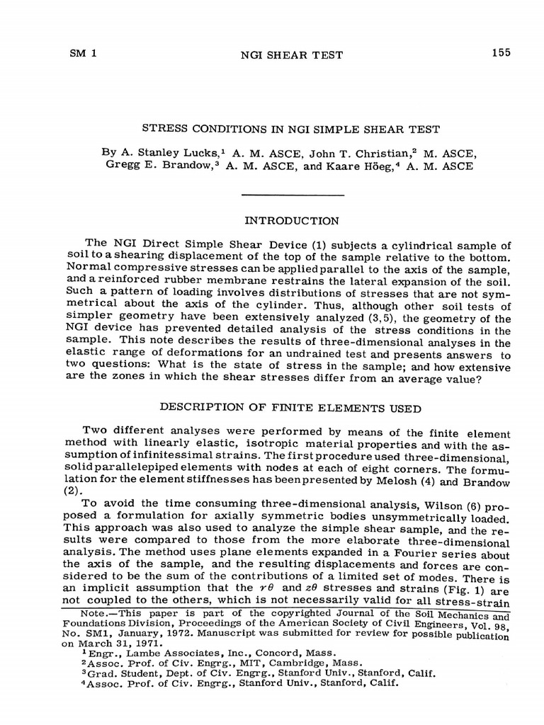 NGI Simple Shear Test Analysis | PDF | Stress (Mechanics) | Shear Stress
