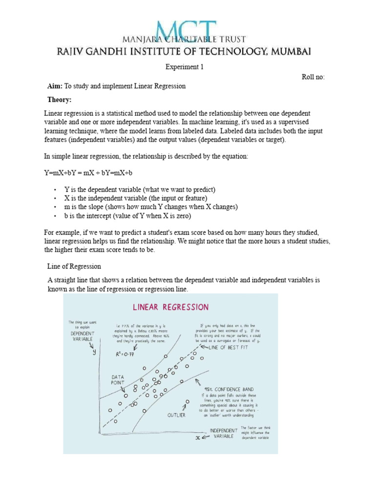 ML Exp 1 | PDF | Regression Analysis | Linear Regression