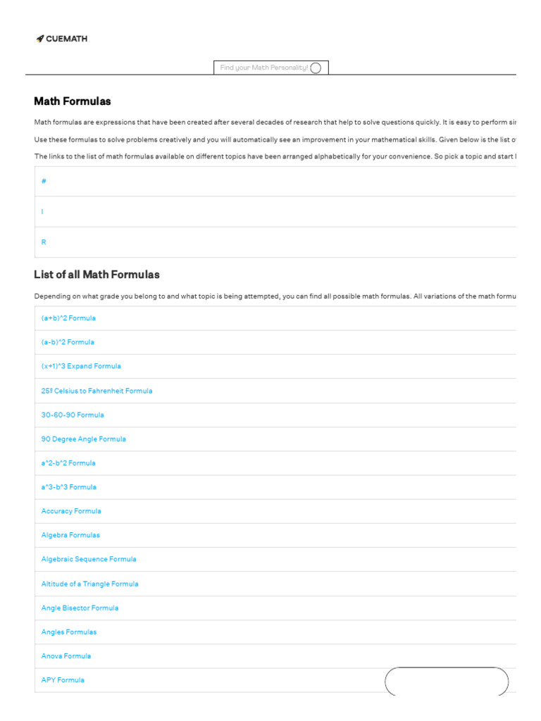 Essential Seventh Grade Math Formulas | PDF | Mathematics ...