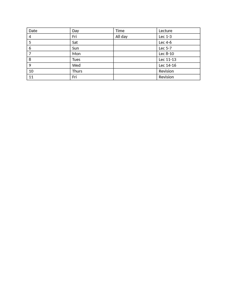 Time Schedule | PDF