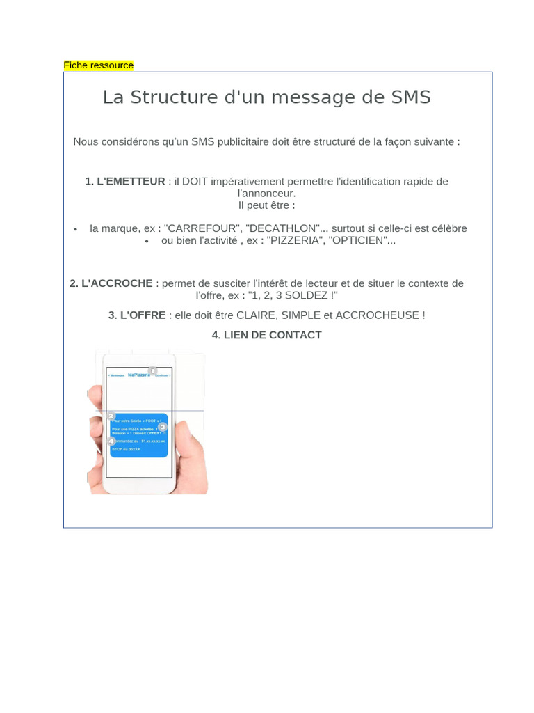 Structure d'un SMS publicitaire | PDF