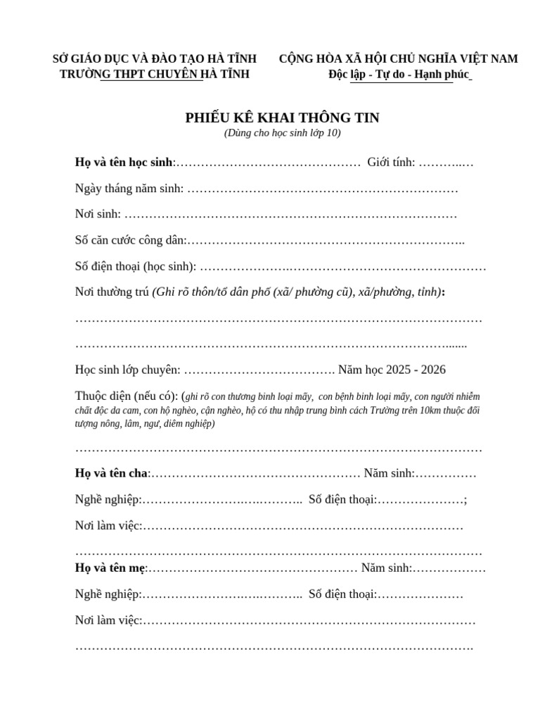 Mẫu-Phiếu ke khai thong tin | PDF