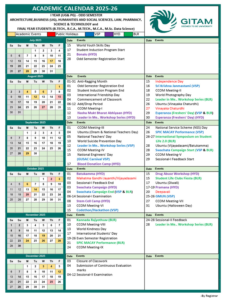 Academic Calendar 2025-26 Overview | PDF
