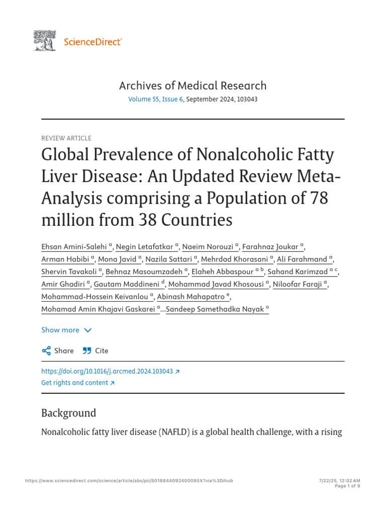 Global Prevalence of Nonalcoholic Fatty Liver Disease - An Updated ...