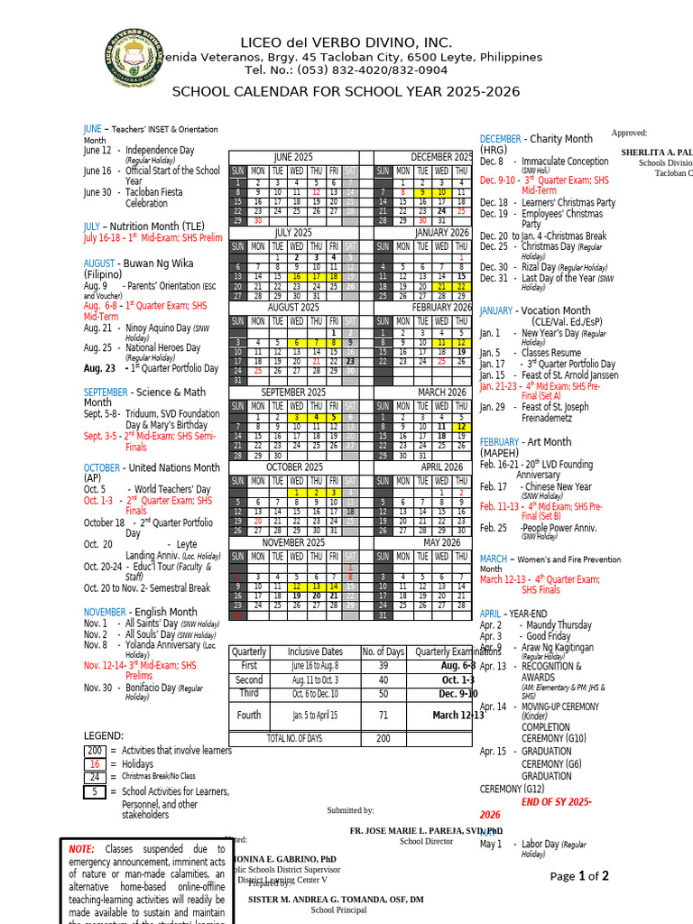 DepEd School Calendar SY 2025-2026 | PDF | Observances | Christian ...
