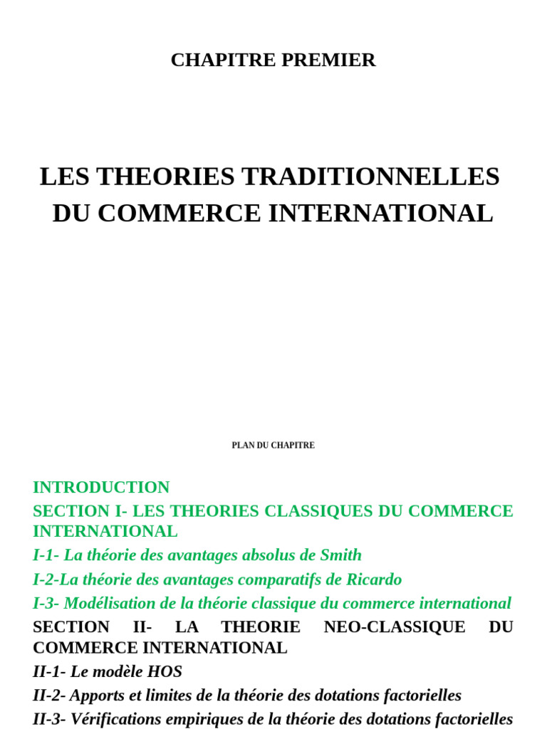 Théories classiques du commerce international | PDF | Offre et demande ...