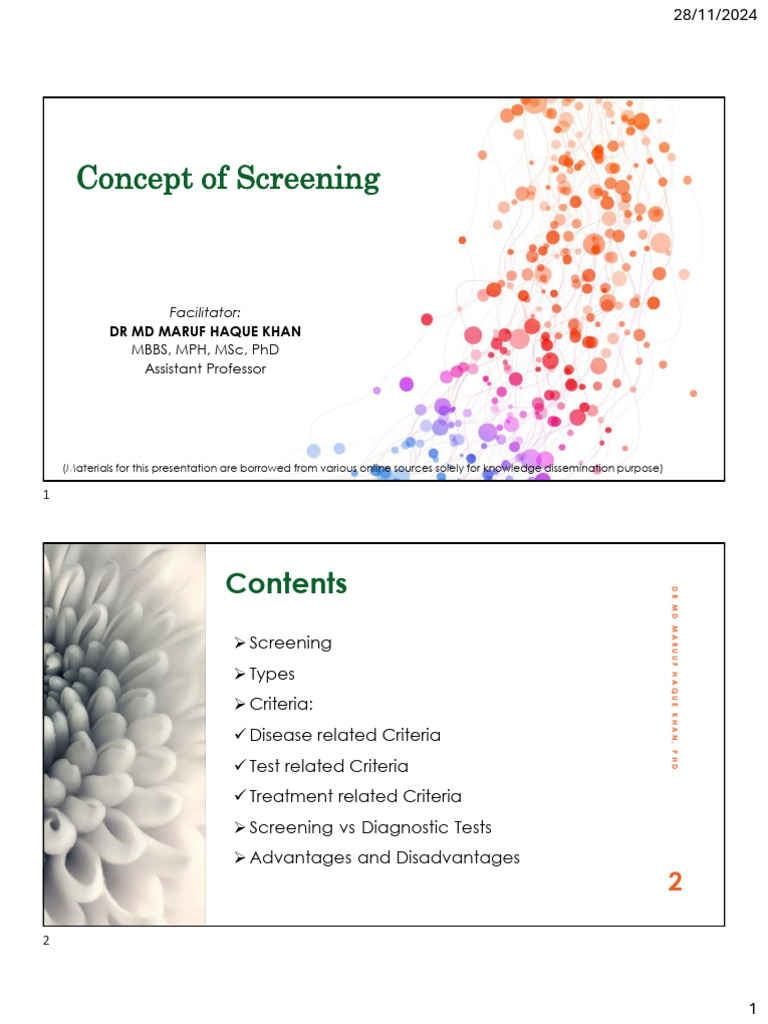 Understanding Screening Concepts | PDF | Sensitivity And Specificity ...