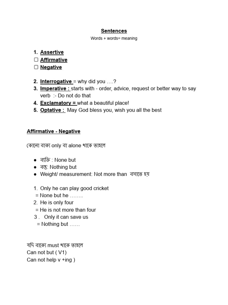 Types of Sentences Explained | PDF