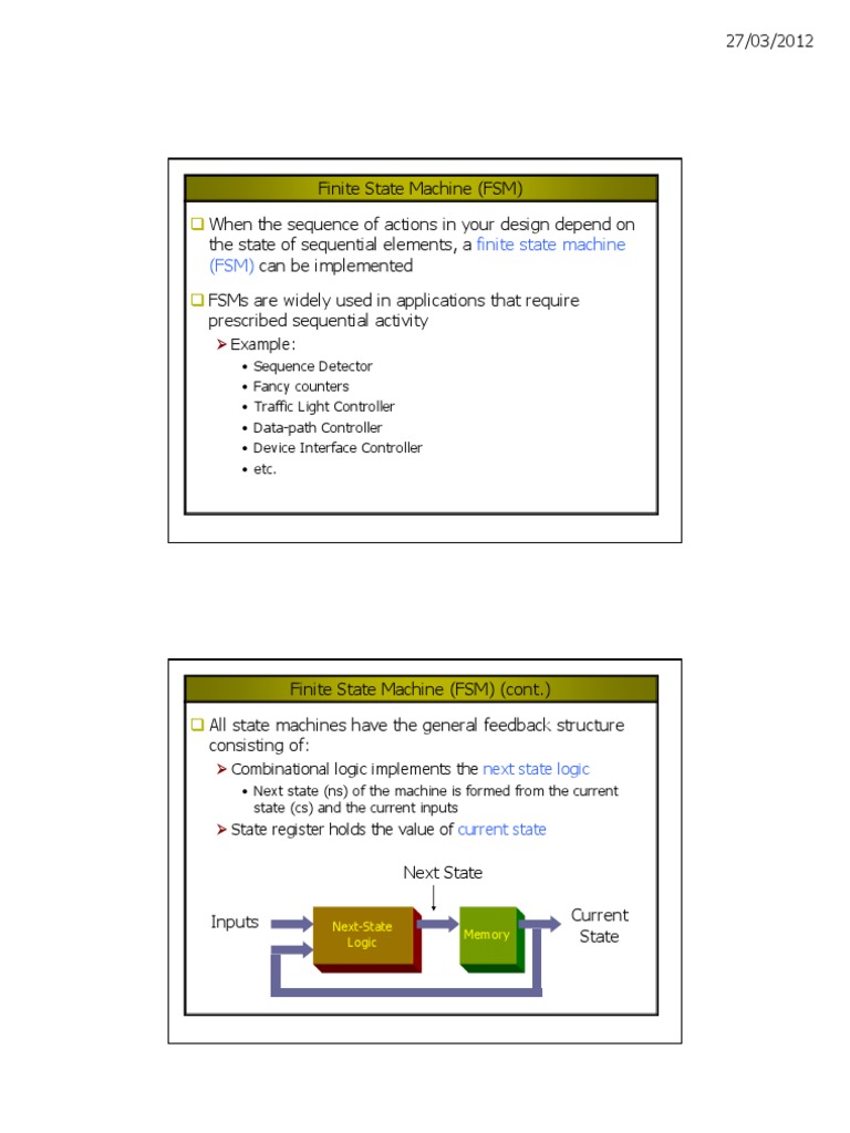 Finite State Machine (FSM) : Example | PDF | Computer Data | Computer ...