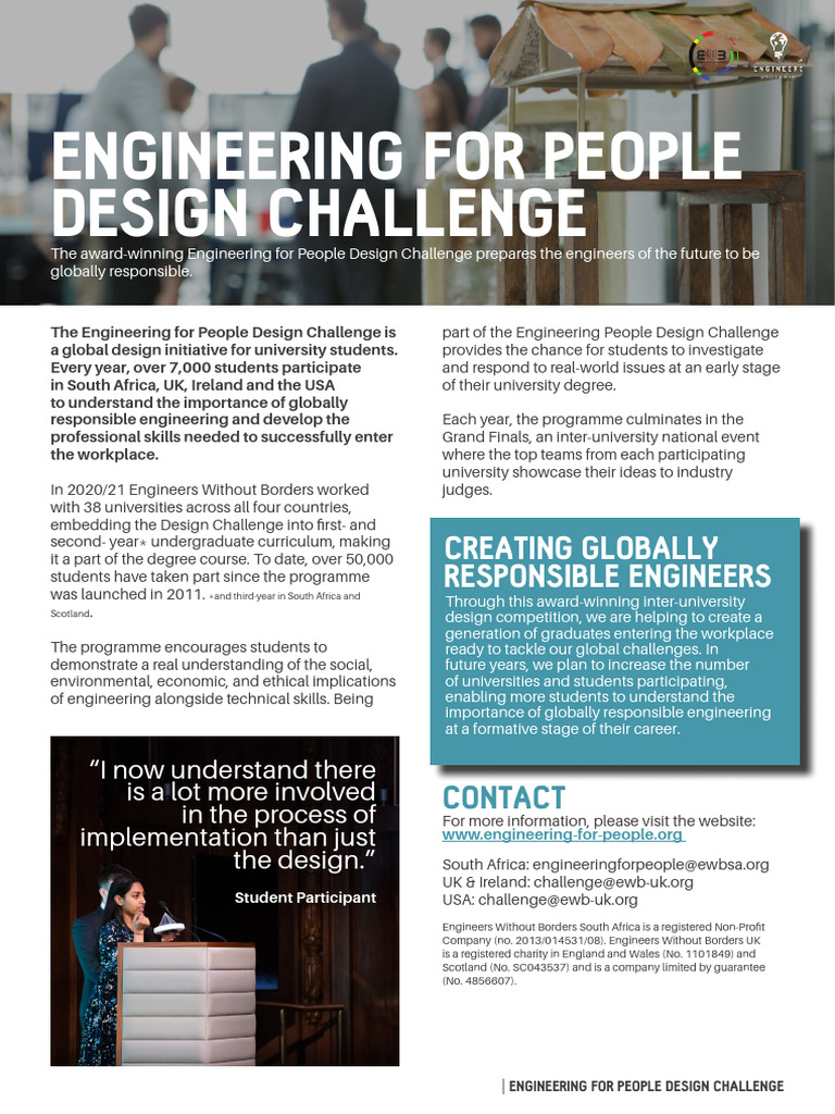 Engineering For People Design Challenge Leaflet | PDF | United Kingdom