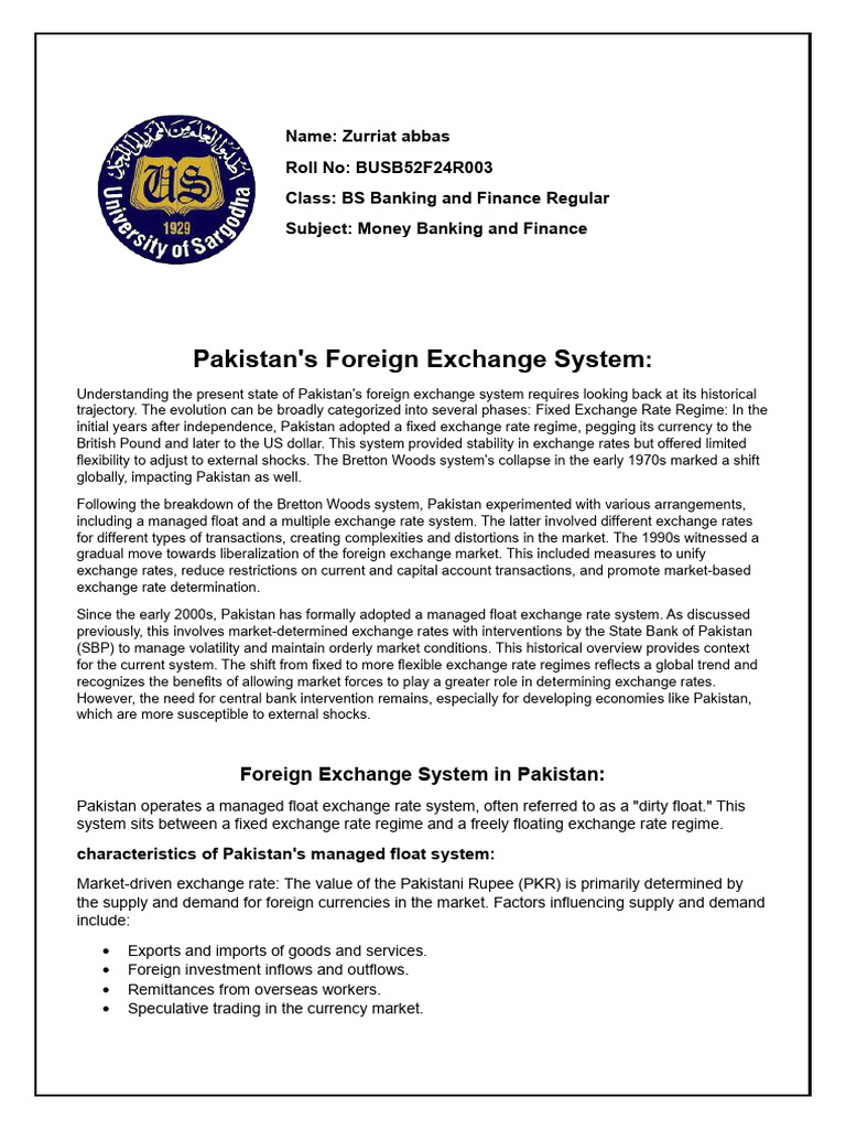 Pakistan's Managed Float Exchange System | PDF | Exchange Rate ...