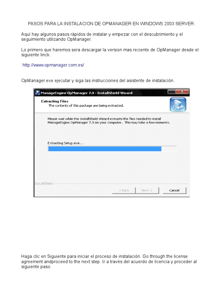 Instalación y Configuración de OpManager | PDF | Servidor (Computación ...