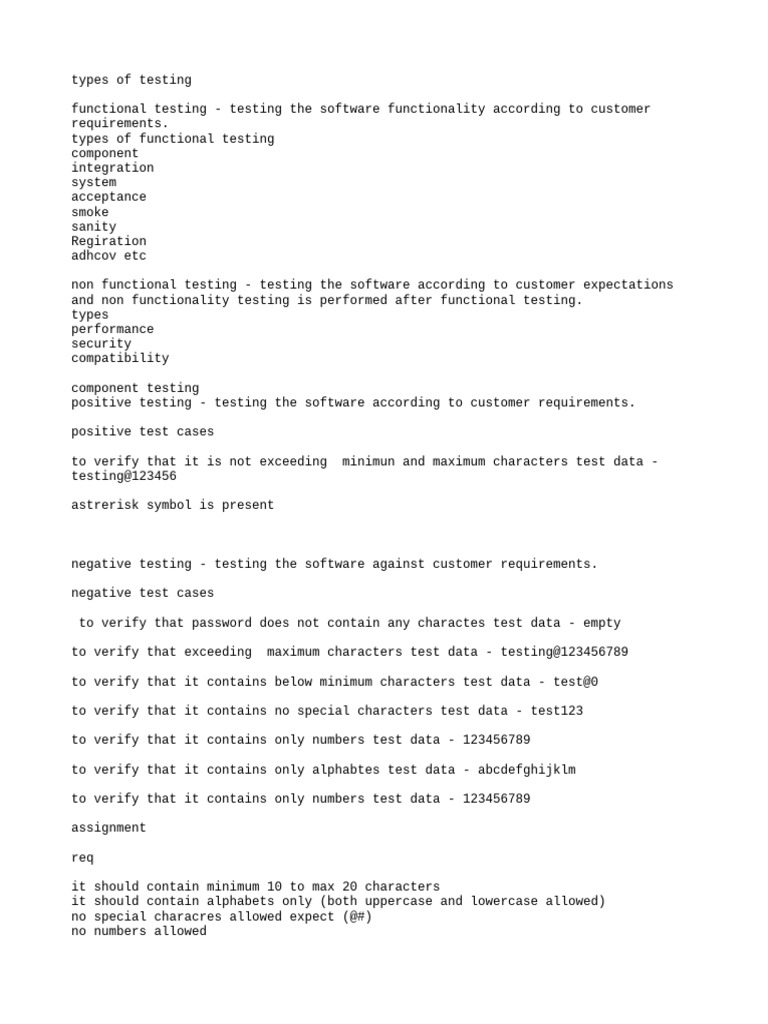 Types of Testing | PDF