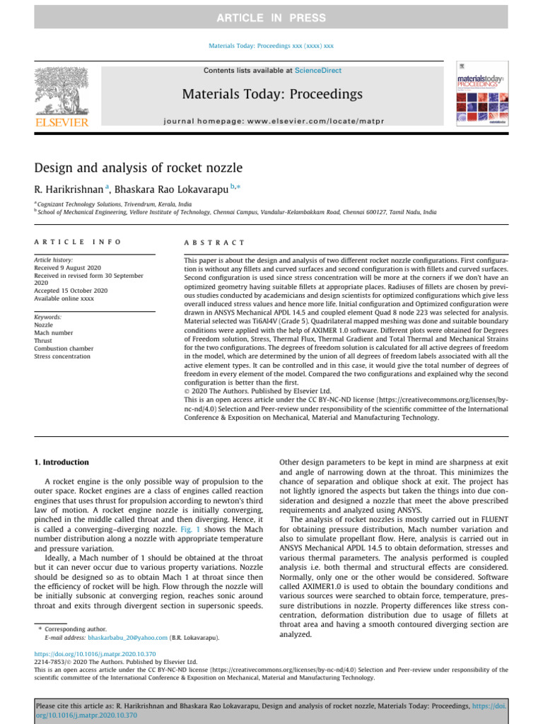 Rocket Nozzle Design and Analysis | PDF | Deformation (Engineering ...
