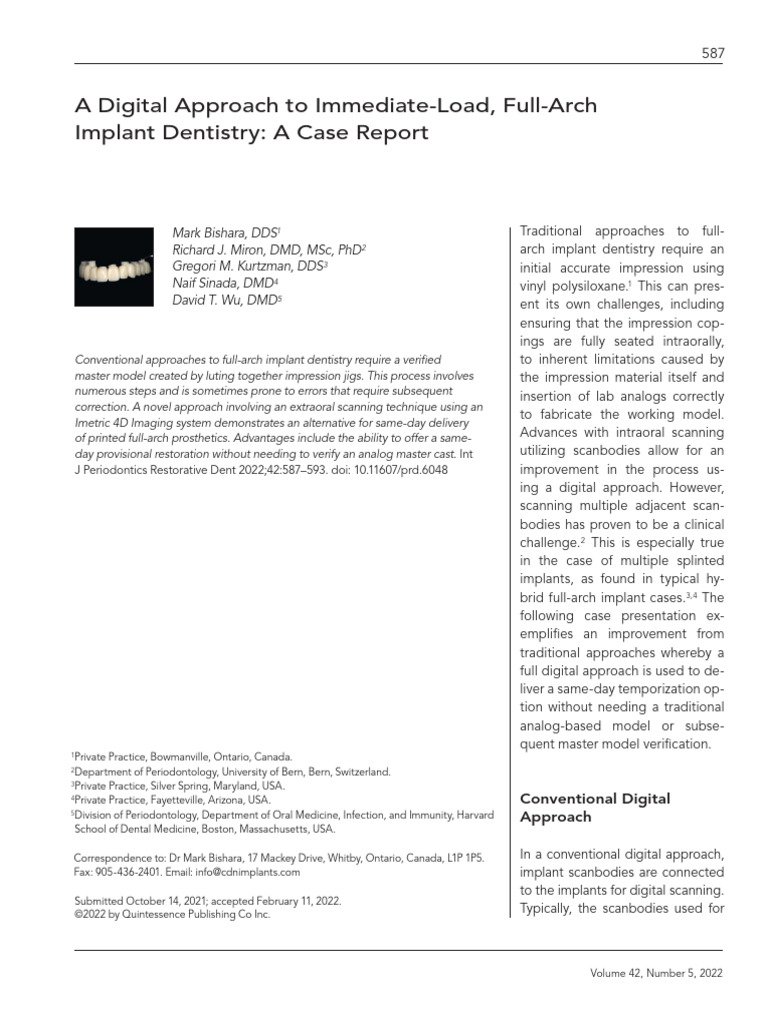 Digital Full-Arch Implant Dentistry Case | PDF | Dental Implant | Dentures