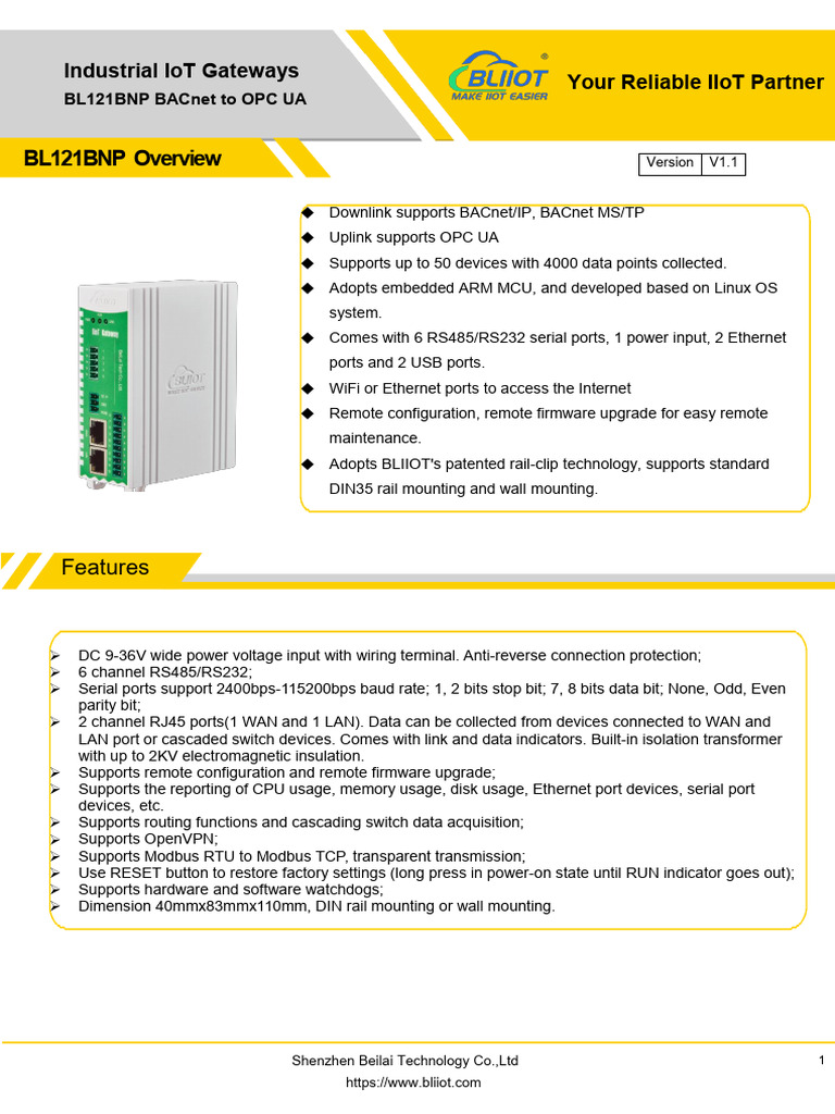 BACnet to OPC UA Gateway Overview | PDF | Wi Fi | Usb