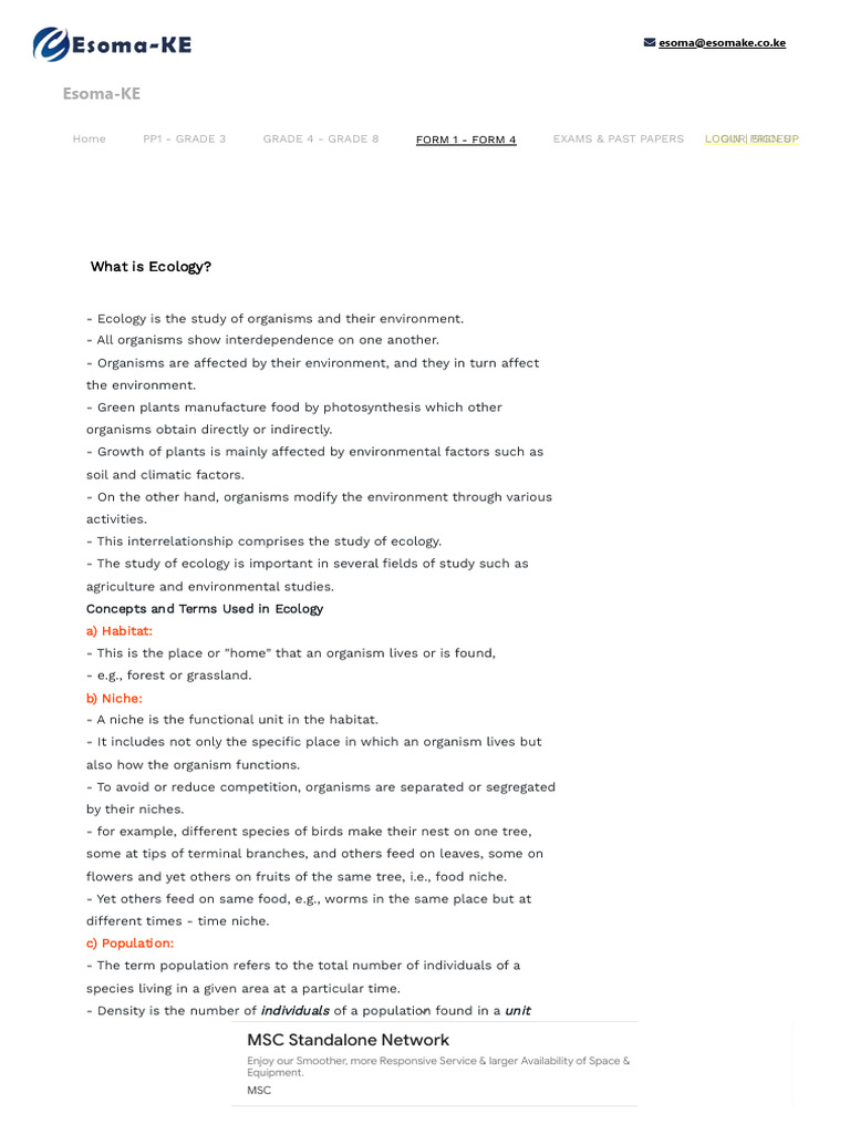 Form 3 Ecology Study Notes | PDF | Food Web | Ecosystem