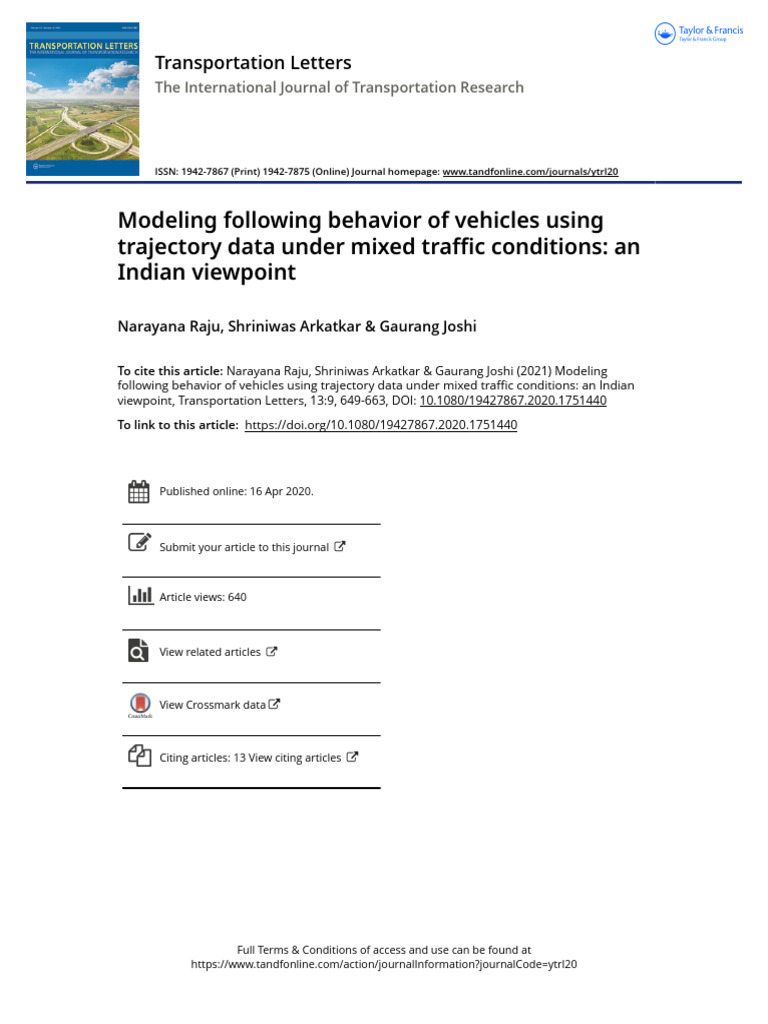 Modeling Following Behavior of Vehicles Using Trajectory Data Under ...