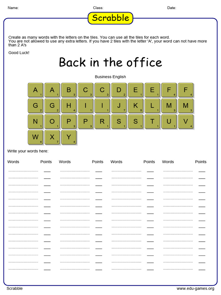 Scrabble Word Creation Guide | PDF | Games Of Mental Skill | Gaming