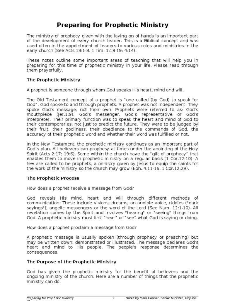 Preparing for Prophetic Ministry | PDF | Prophecy | Prophet