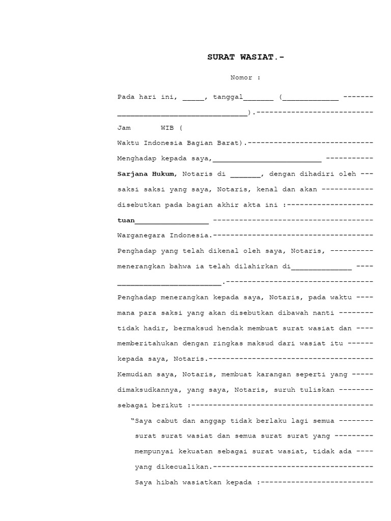 Draft Wasiat DGN Hibah Wasiat | PDF
