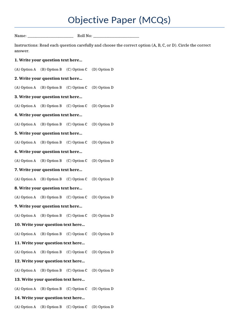 Horizontal Answer Sheet for MCQs | PDF | Chess Theory | Chess
