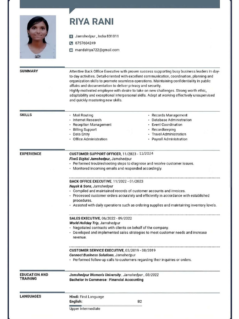 Riya Rani Resume | PDF