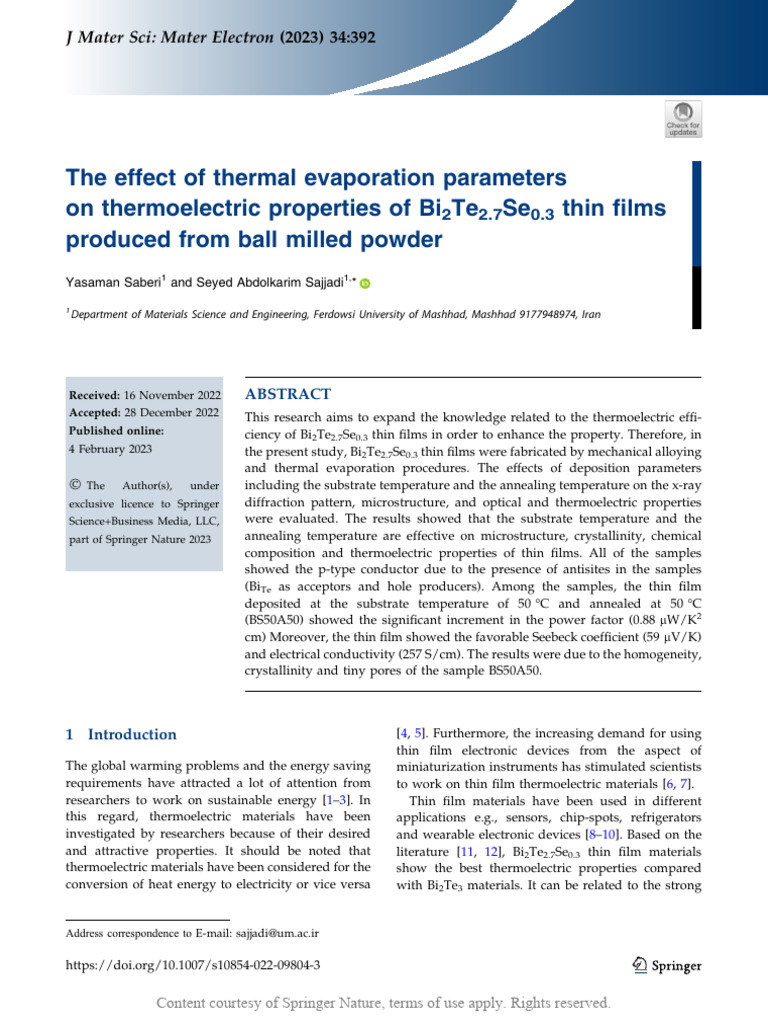 The Effect of Thermal Evaporation Parameters On TH | PDF | Thin Film ...