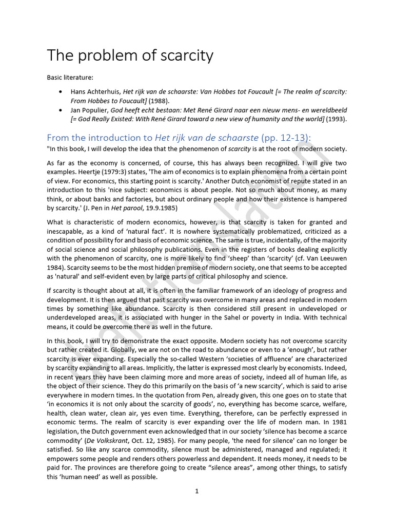 Understanding Scarcity in Modern Society | PDF | Homo | Natural Law