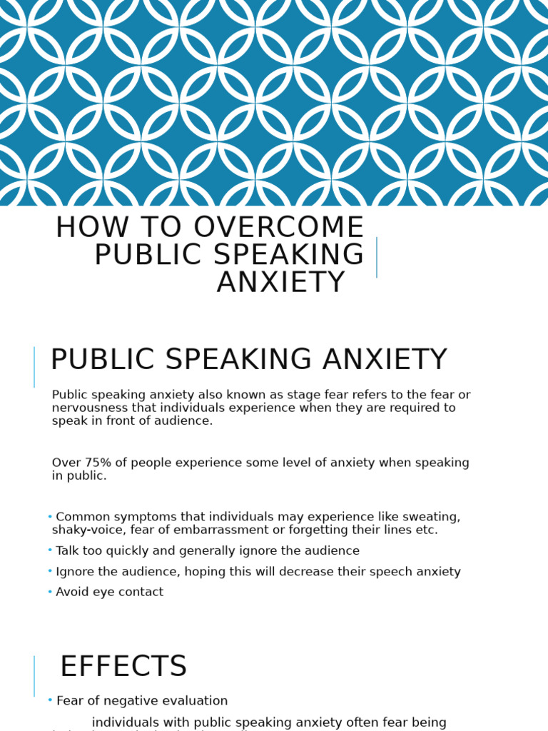 Overcoming Public Speaking Anxiety | PDF