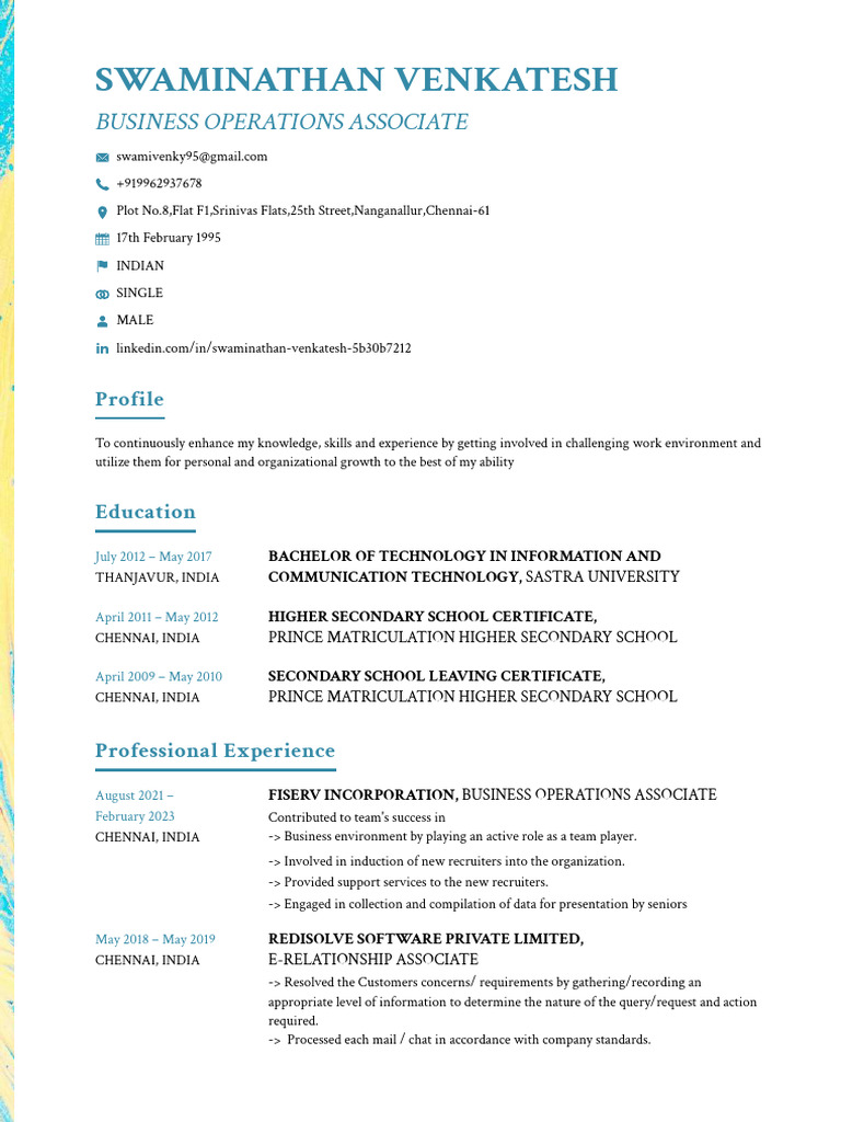 Swaminathan Venkatesh: Profile Summary | PDF | Algorithms | Educational ...