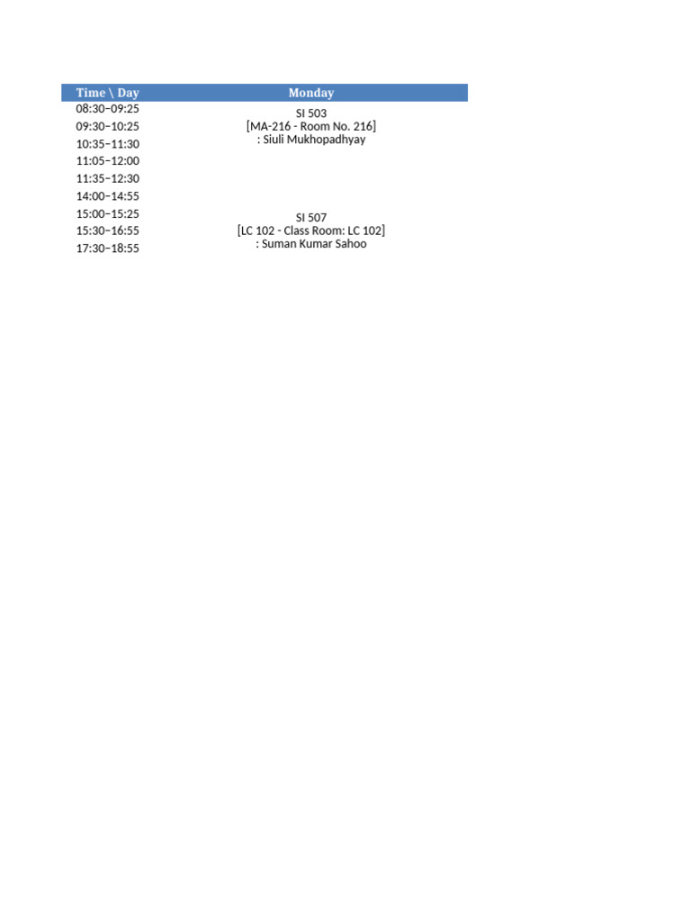 IITB CSE Weekly Timetable | PDF