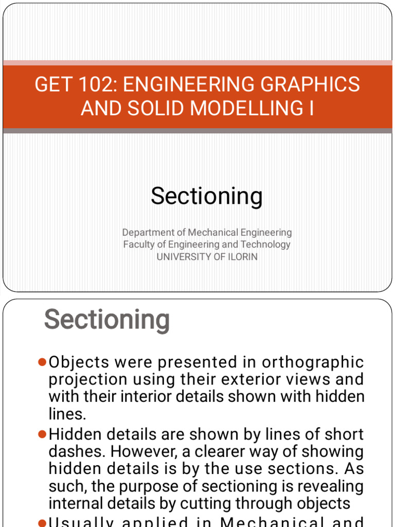 Sectioning in Engineering Graphics | PDF | Geometry | Euclidean Geometry