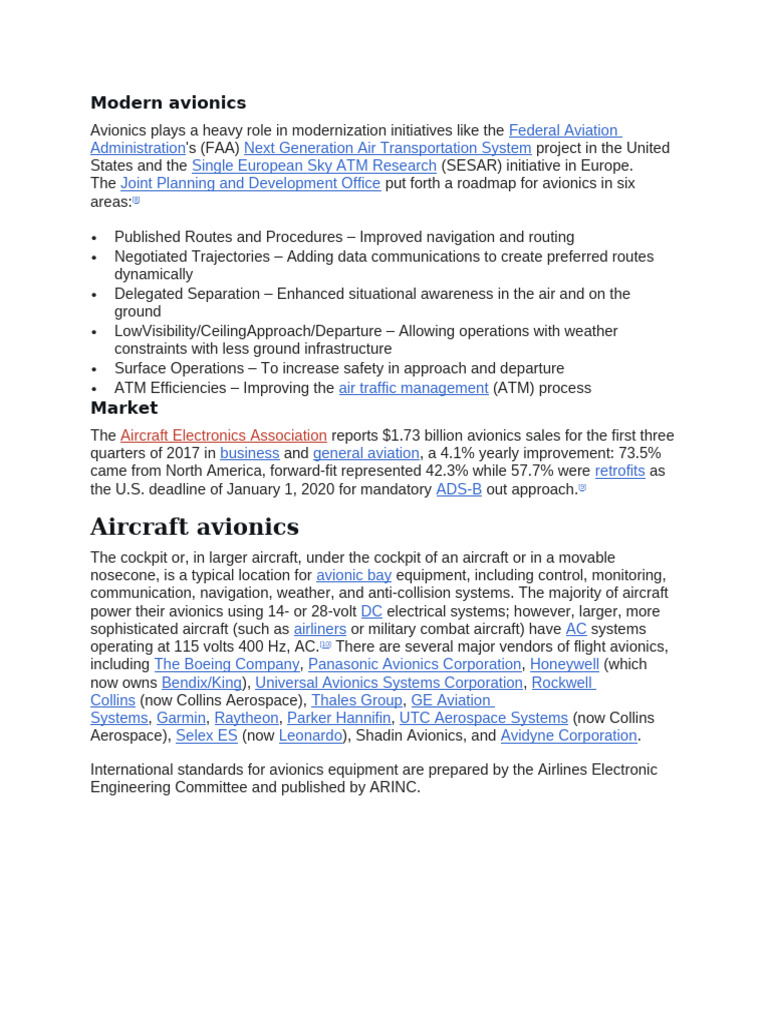 Modern Avionics in Aviation Systems | PDF