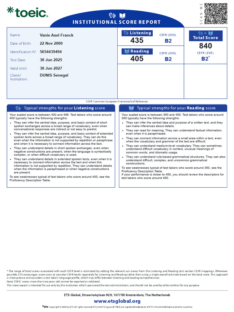 CEFR B2 Language Certificate Report | PDF | Vocabulary | Human ...