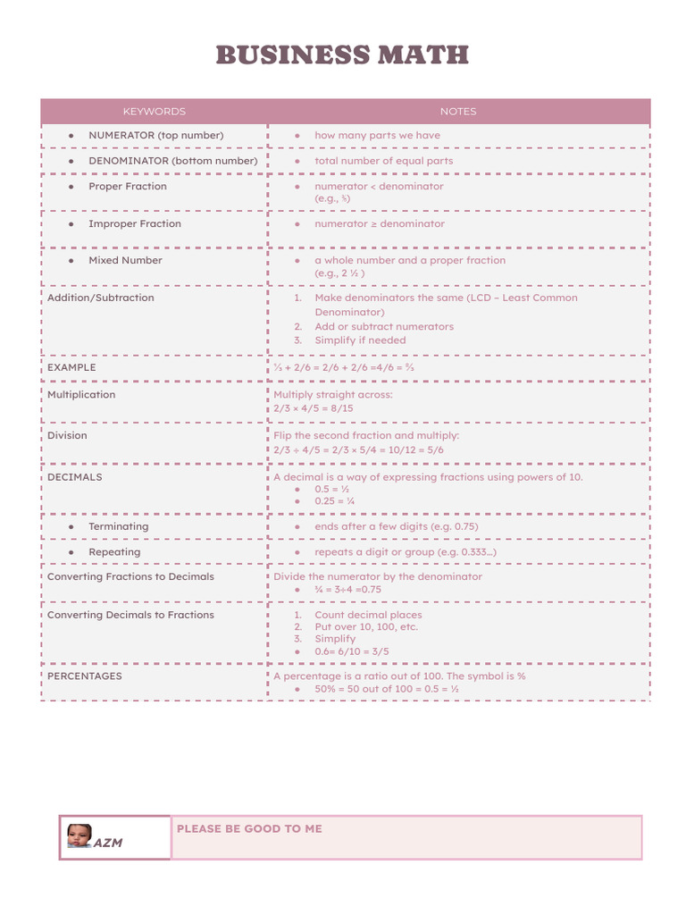 Business Math Concepts and Calculations | PDF | Mathematical Objects ...