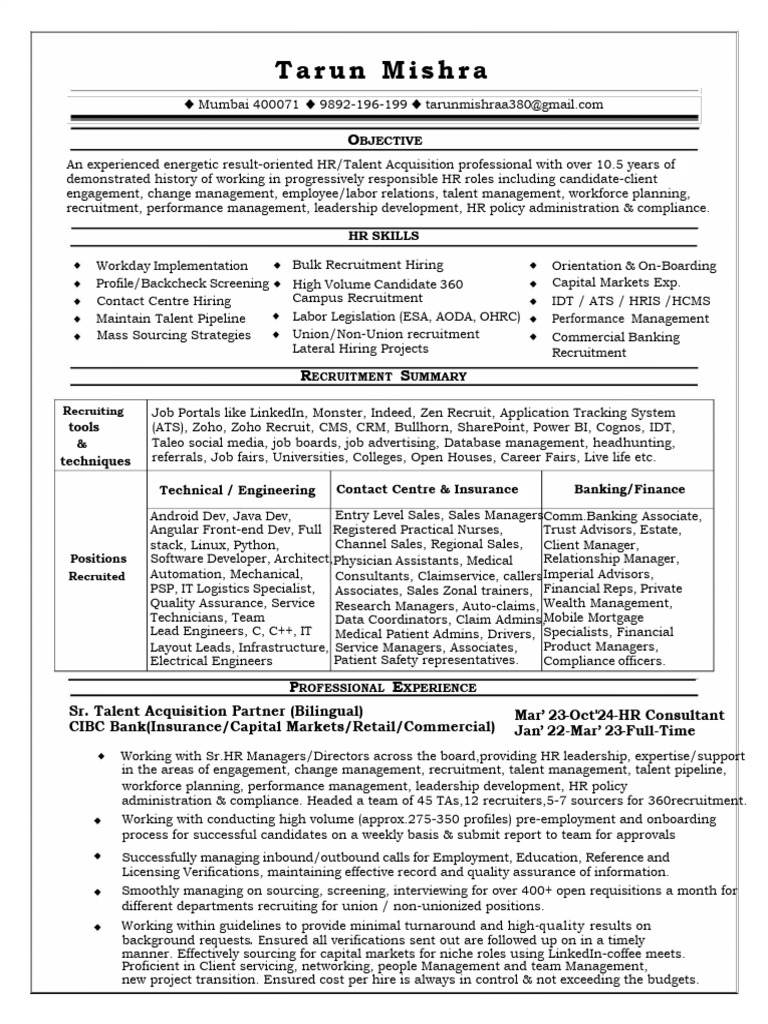 HR Talent Acquisition Expertise Summary | PDF | Recruitment | Human ...