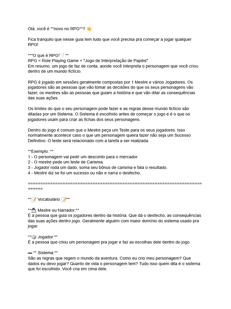 Guia Completo para Iniciantes em RPG | PDF | Jogos de RPG | Jogos de ...
