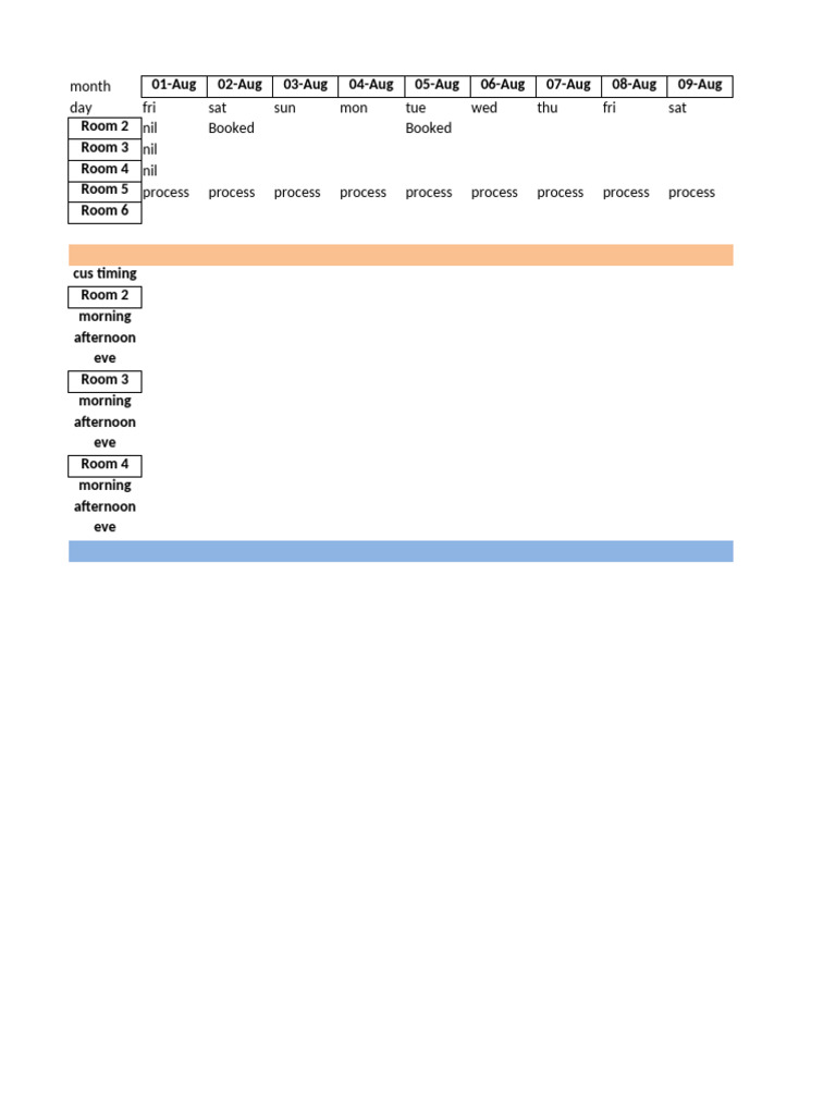 Hotel Booking Chart Aug 2025 | PDF