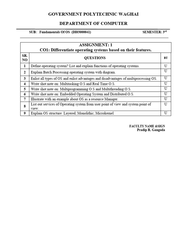 Fundamental OS Assignment 1 | PDF