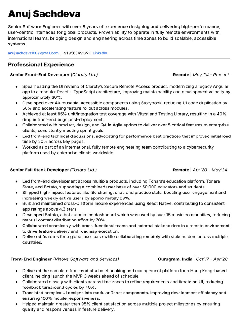 Senior Software Engineer Profile | PDF | Mobile App | Systems Architecture