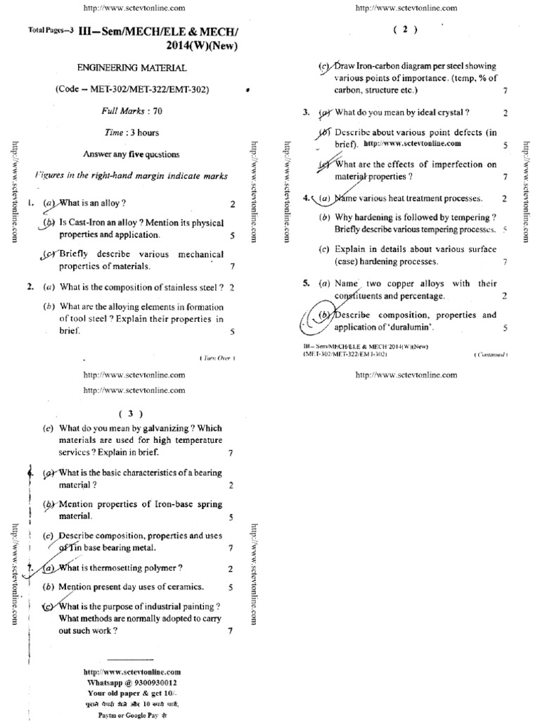 Mech Auto Ele and Mech 3 Sem Engineering Material W 2014 | PDF