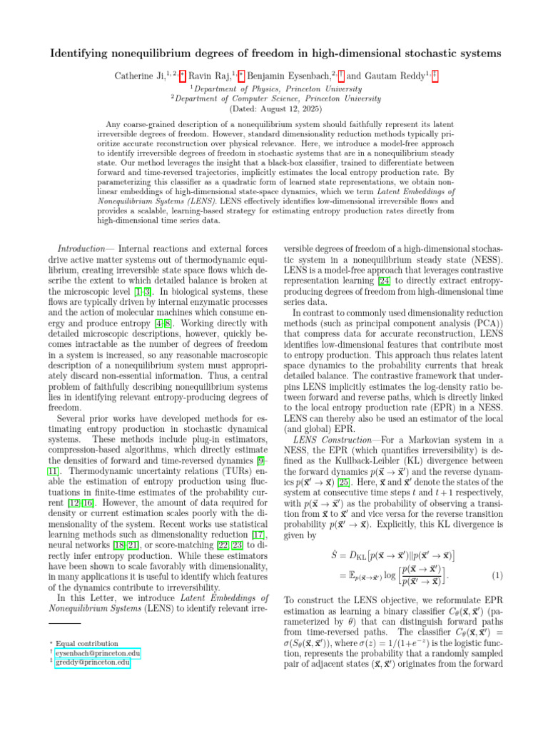 2508.08247v1 | PDF | Non Equilibrium Thermodynamics | Entropy