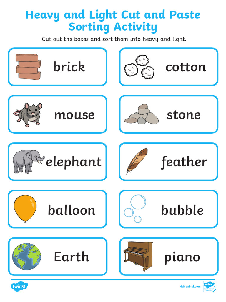 Sorting Heavy and Light Objects | PDF