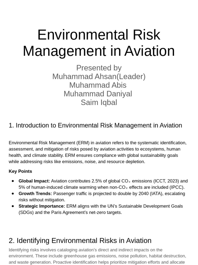 Environmental Risk Management in Aviation | PDF | Aviation | Climate ...